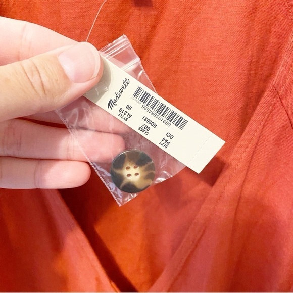 NWTs Madewell | Women’s Rust Orange Linen Blend Belted Jumpsuit Size 00 - Picture 6 of 10